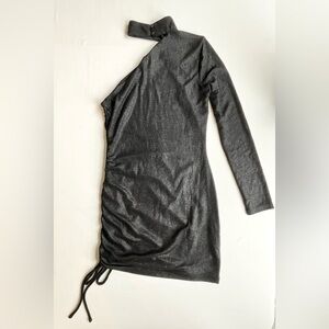 h:ours Shimmering Charcoal One-Shoulder Dress